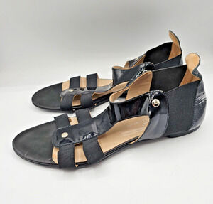 AGL Attilio Giusti Leombruni black patent leather gladiator sandals Sz 40